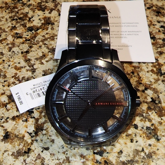ARMANI EXCHANGE THREE-HAND BLACK STAINLESS STEEL WATCH - Picture 6 of 11